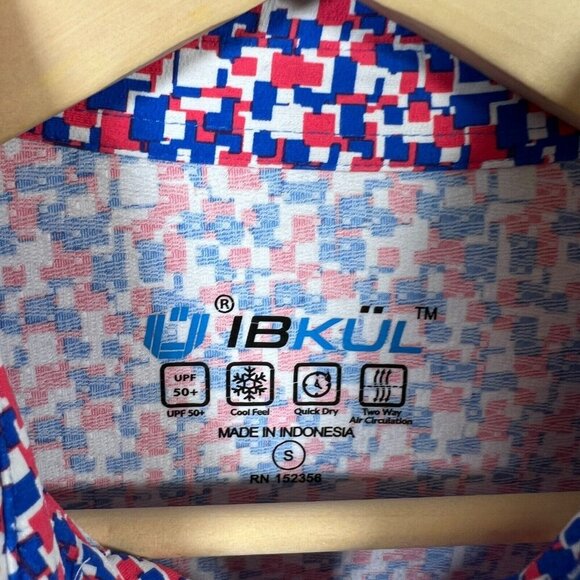 IBKul Chaos Short Sleeve Polo Mens Size Small Blue Pink Golf Cooling Active - Picture 3 of 9